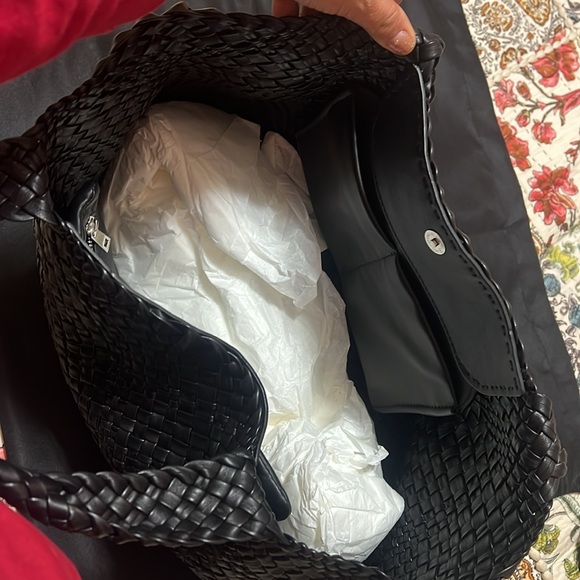 FALOR FIRENZE Hand Woven Italian Leather Tote Bag Black F7349T - Picture 9 of 11